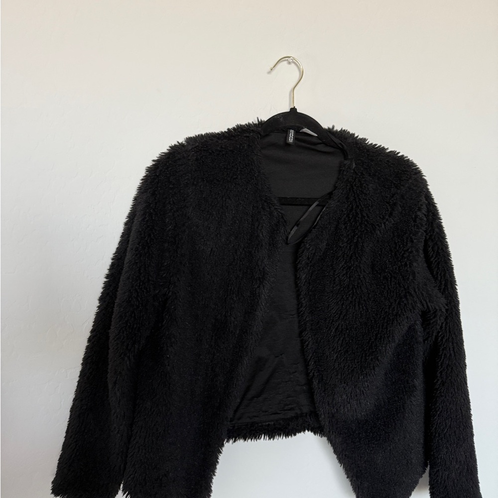 Divided H&M Women's Black Lined Faux Fur Jacket